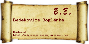 Bedekovics Boglárka névjegykártya